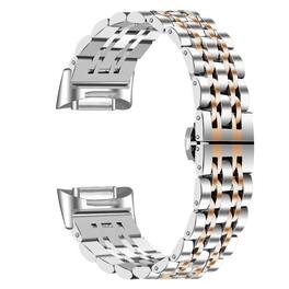 StrapsCo - Elegance Bracelet Stainless Steel Watch Band Strap For Fitbit Charge 6 - Silver & Rose Gold