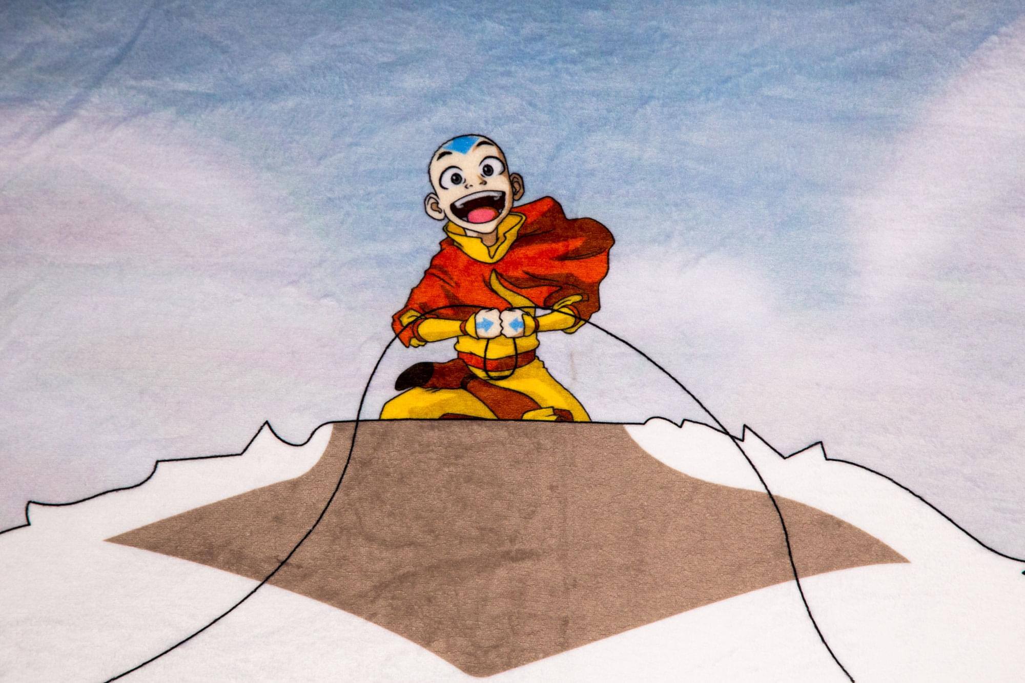 Alt View 1. Surreal Entertainment - Avatar: The Last Airbender Aang and Appa Fleece Throw Blanket | 45 x 60 Inches - Blue.