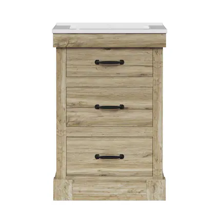 Front. Teamson Home - Teamson Home Donovan 24" Single Bathroom Vanity with Two Drawers, Light Oak - Natural.