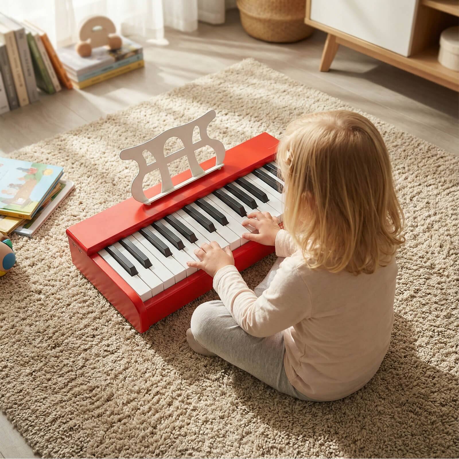 Alt View 1. Costway - Costway 30 Keys Kids Piano Keyboard with Removable Music Stand, One-key Start Function - Red.