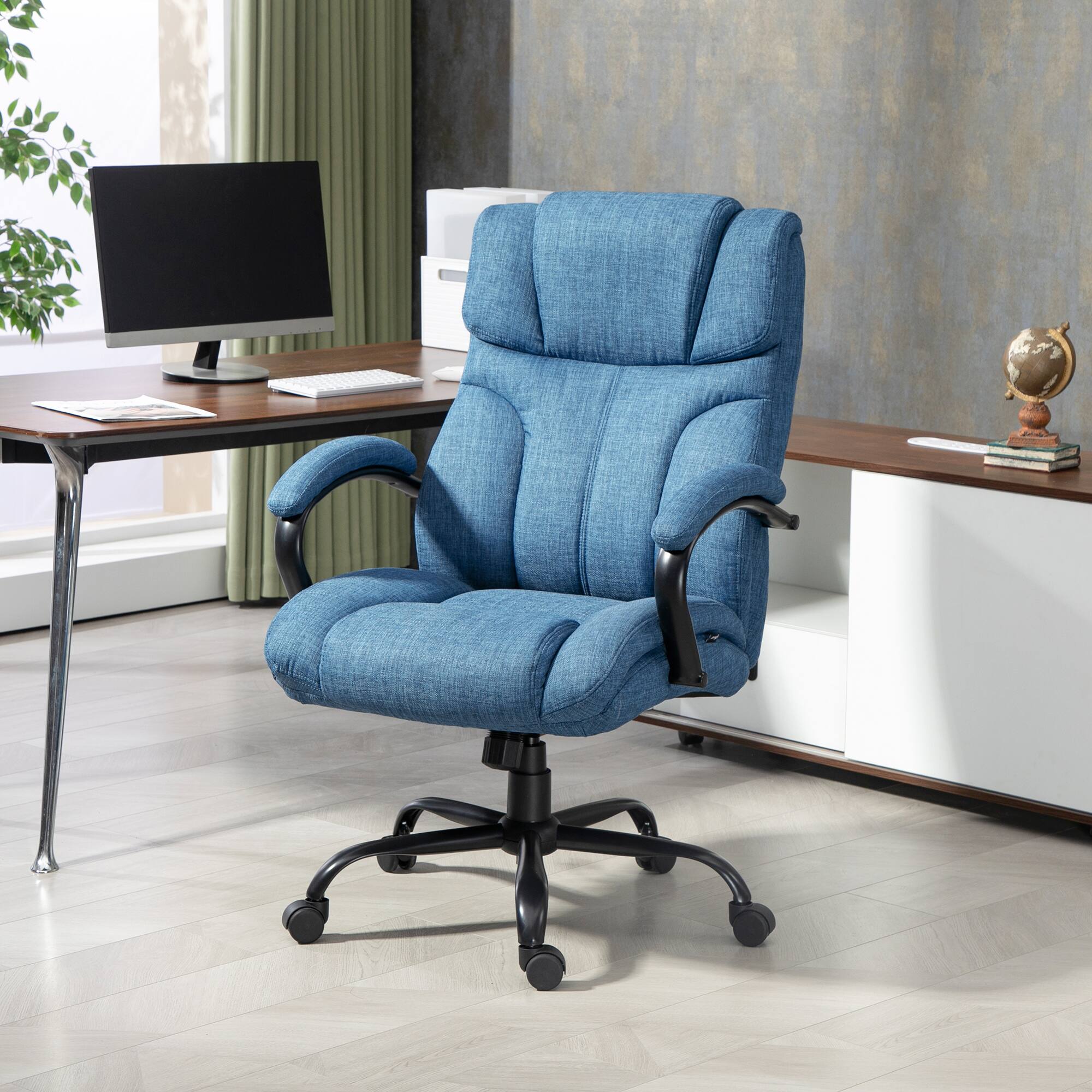 Alt View 1. Vinsetto - 500lbs Big and Tall Office Chair with Wide Seat, Executive Computer Desk Chair with Adjustable Height - Blue.