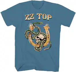 PopMarket - ZZ Top - ZZ Top - Snake Skull T-Shirt - Medium Blue 24ZZT005A2 - APPAREL - Multicolor