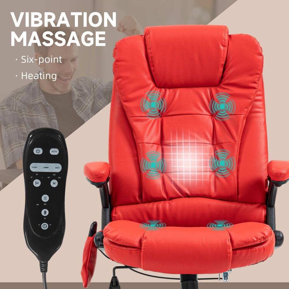 Loheer Heated Massage Office Chair Reclining Computer Chair with 6 ...