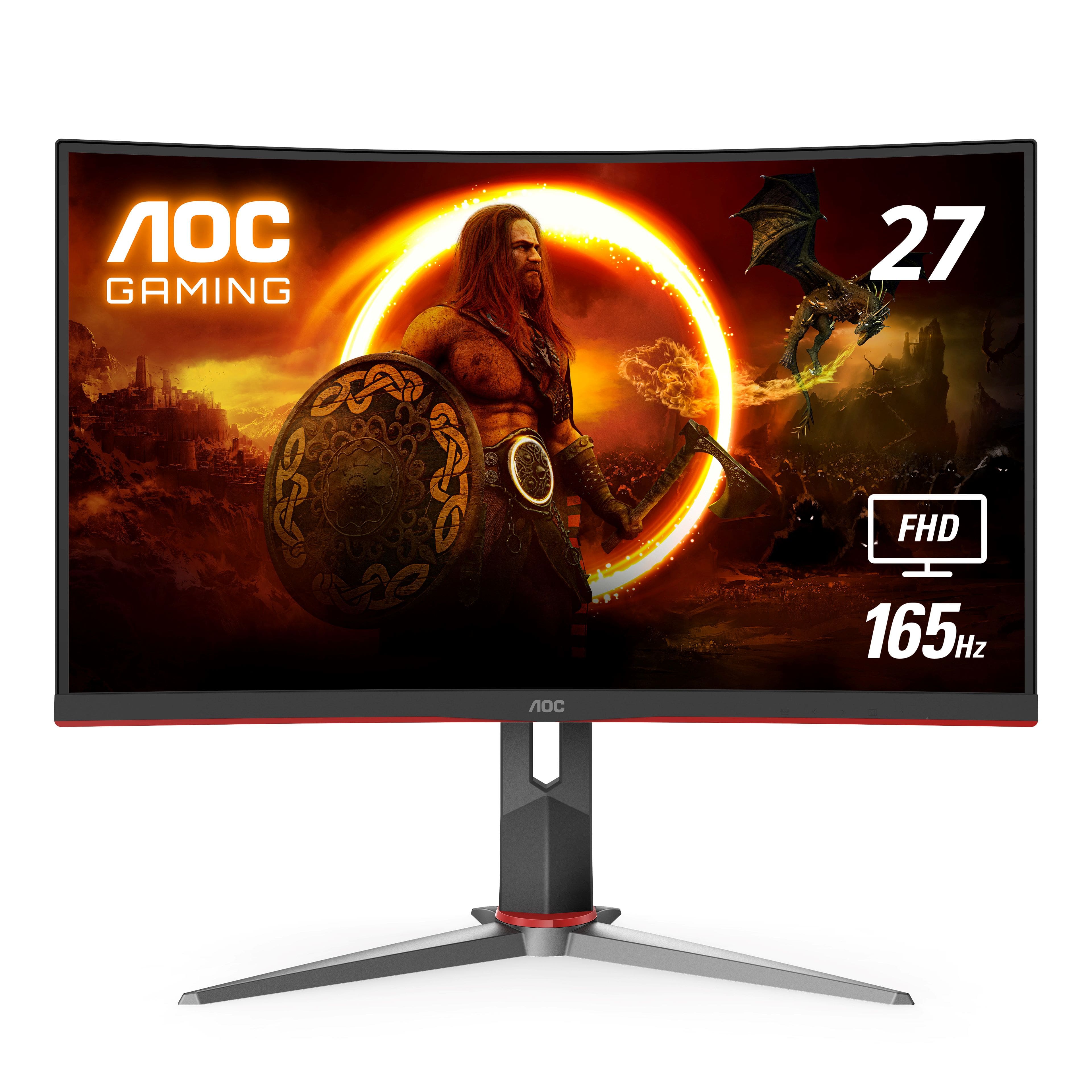 AOC - G2 Series C27G2 27" LED Curved FHD FreeSync Premium Monitor (DisplayPort, HDMI, VGA) - Black/Red - Front_Zoom
