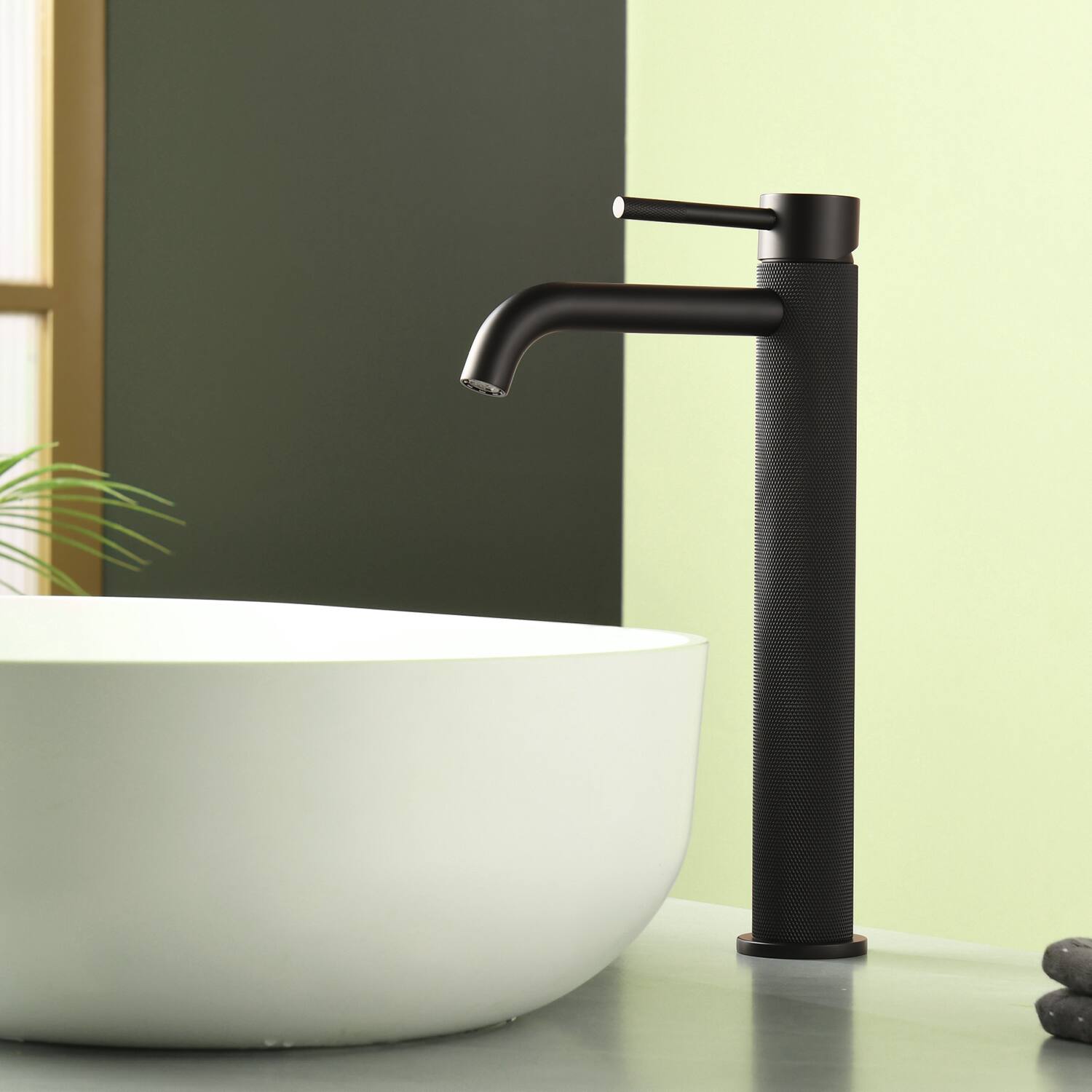 Alt View 1. Boyel Living - Matte Black Carved Bathroom Faucet Solid Brass Single Handle - Matte Black.