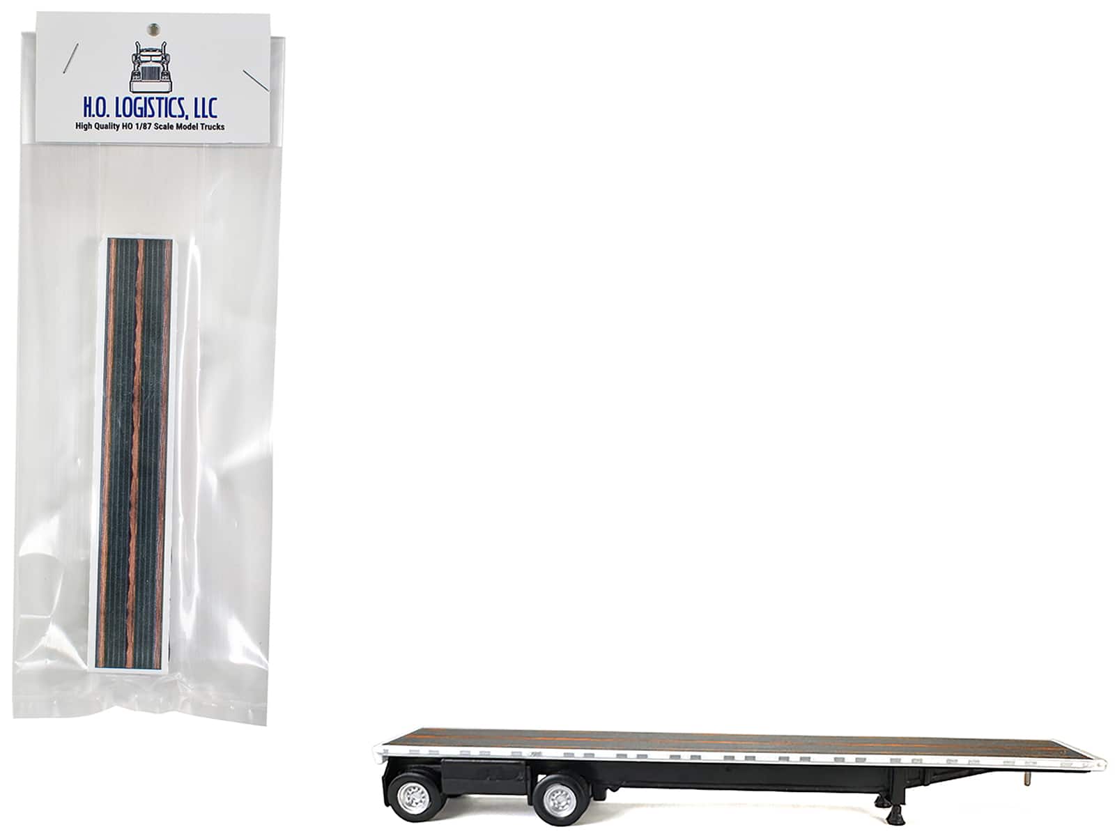 HO Logistics Replicas - High Boy Spread Axle Flatbed Trailer 1/87 (HO) Plastic Model Car by HO Logistics - White