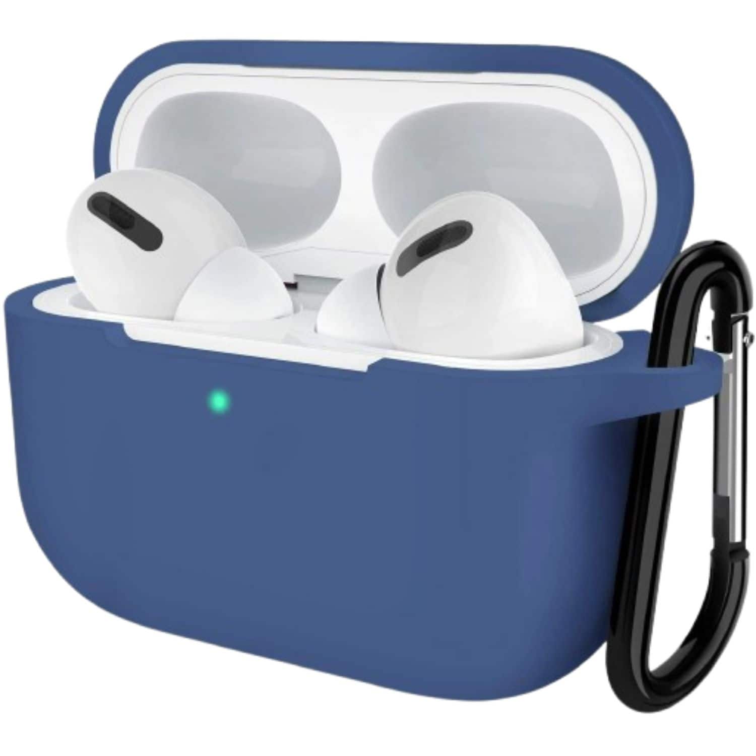Front. Home Collection - Midnight Blue Shockproof Silicone Protective Case with Keychain for Apple AirPods Pro 3 - Midnight Blue.