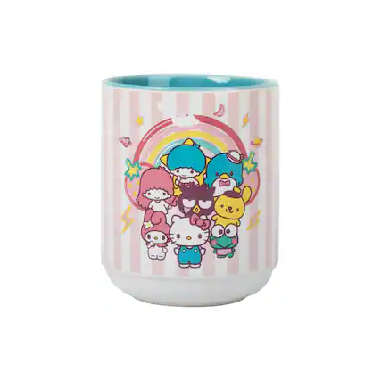 Front. Silver Buffalo - Sanrio Hello Kitty and Friends Asian Ceramic Tea Cup | Holds 12 Ounces - Pink.