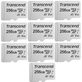 Transcend - 10x 256GB 300S UHS-I microSDXC Memory Card with SD Adapter