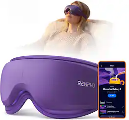 Renpho - Eye Massager with Heat, Ultra-Quiet Lightweight Eye Mask for Migraines & Dry Eyes, Relax Reduce Strain Improve Sleep - Purple