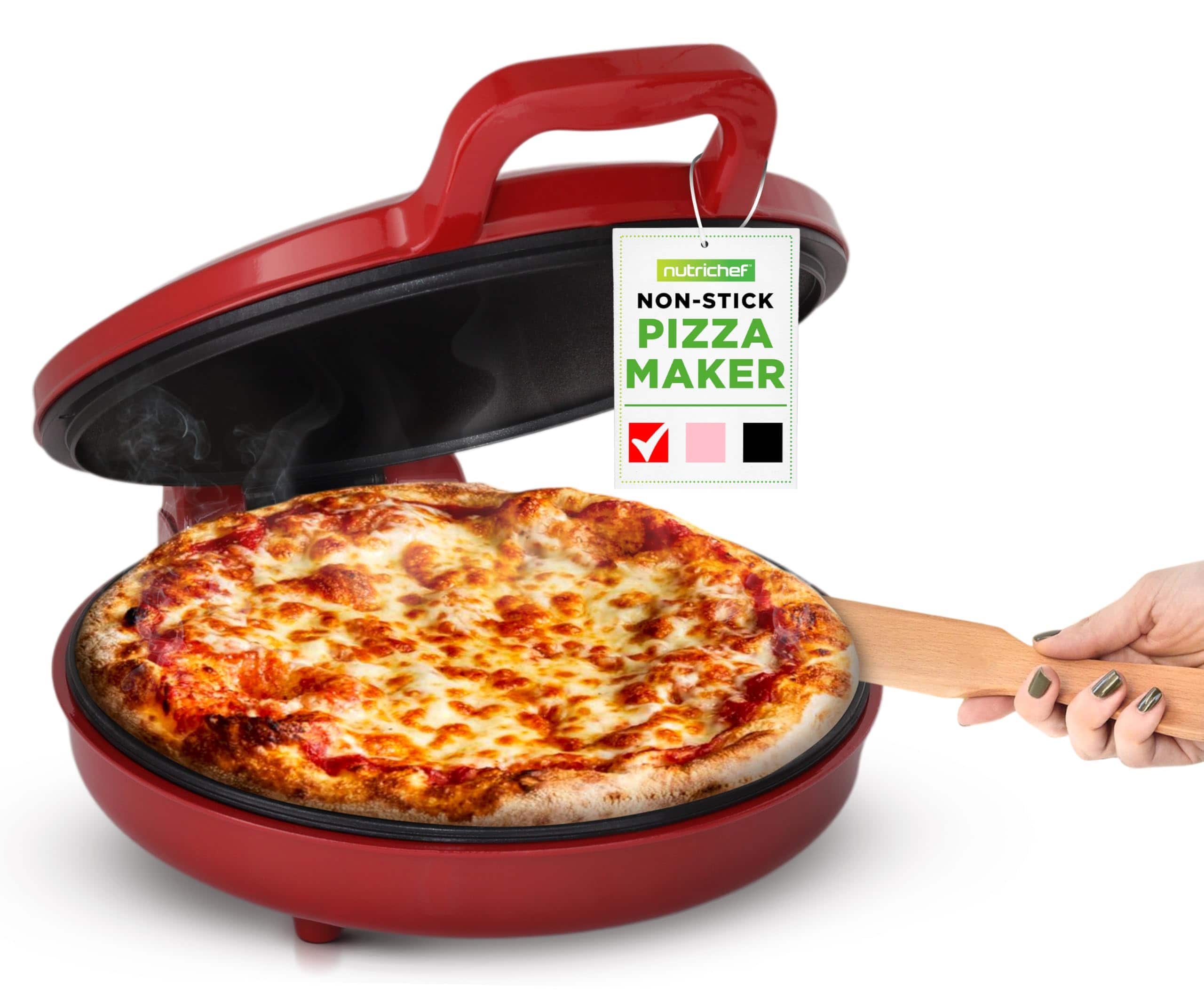 NutriChef - Countertop Pizza Maker | 1500W - Red