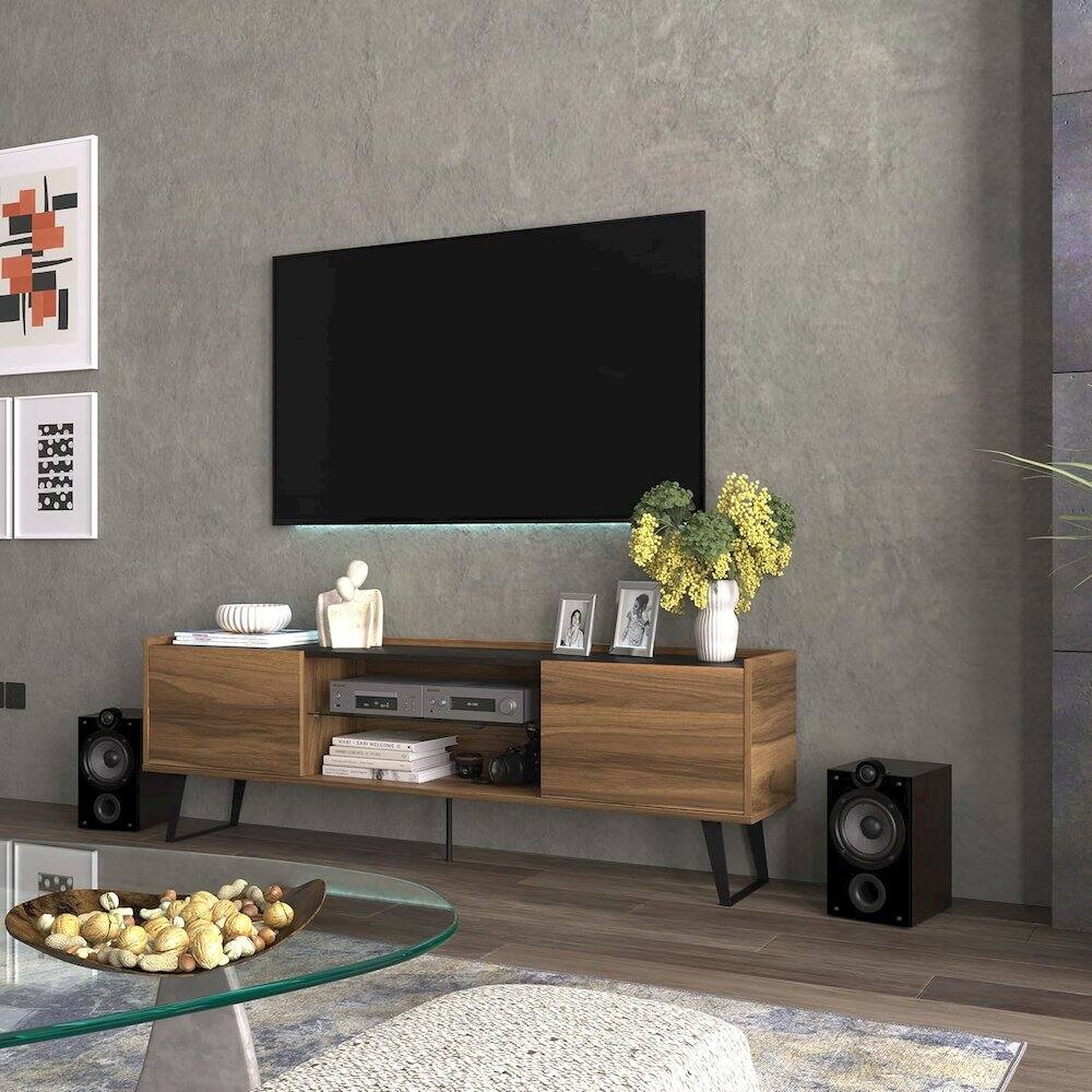 Alt View 2. Atelier Mobili - Modern TV Stand for 65-75-80 Inch TVs, Farmhouse Entertainment Center - Brown.