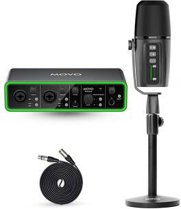 MOVO - Music/Audio Interface Bundle -with USB Interface, UM6 Dynamic Microphone, and Tabletop Stand