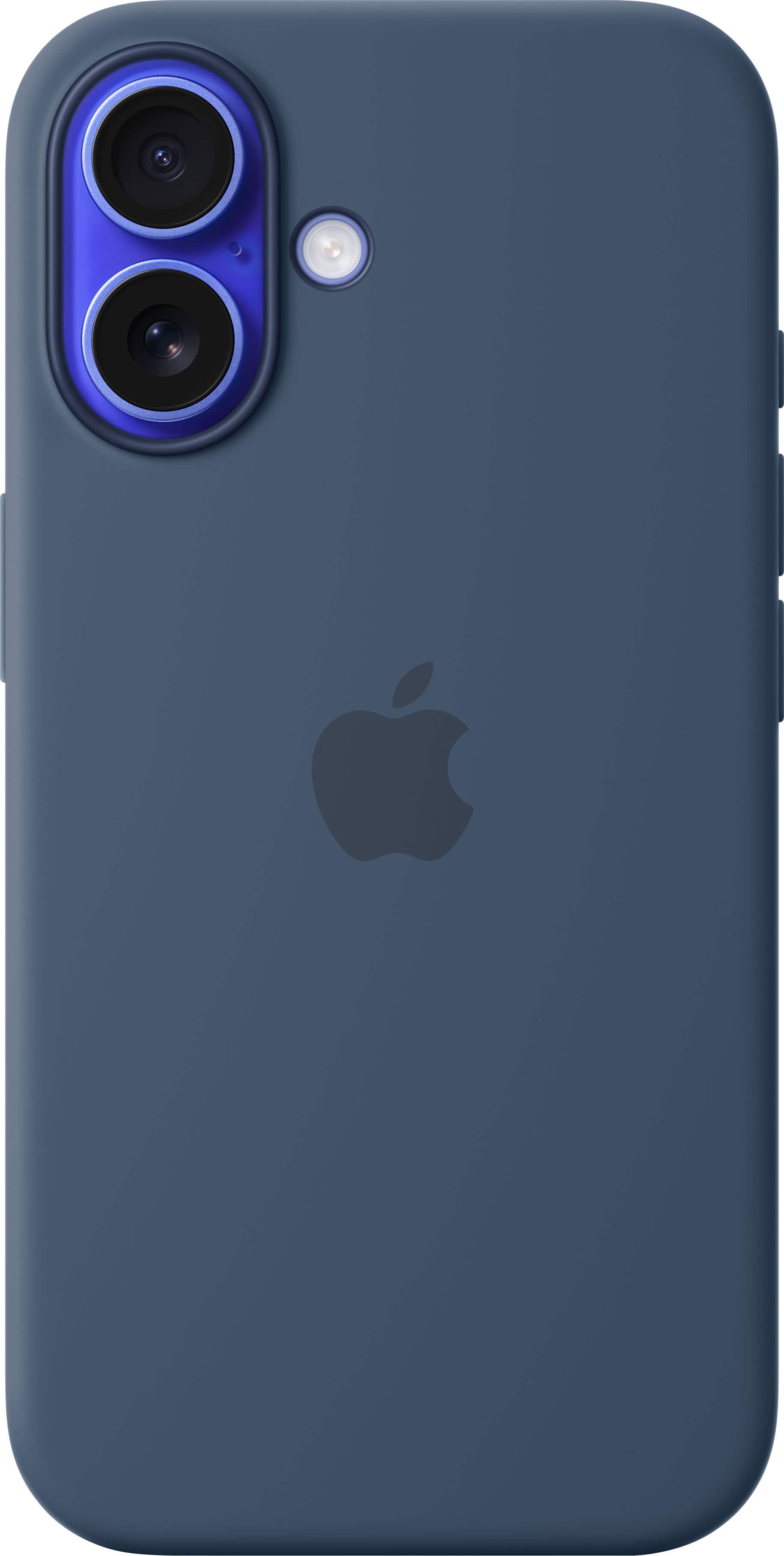 Front. Apple - iPhone 16 Silicone Case with MagSafe - Denim.