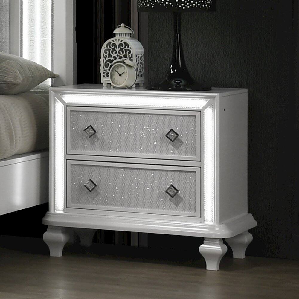 Alt View 1. New Classic Furniture - Stardust Wood 2-Drawer Nightstand - White.