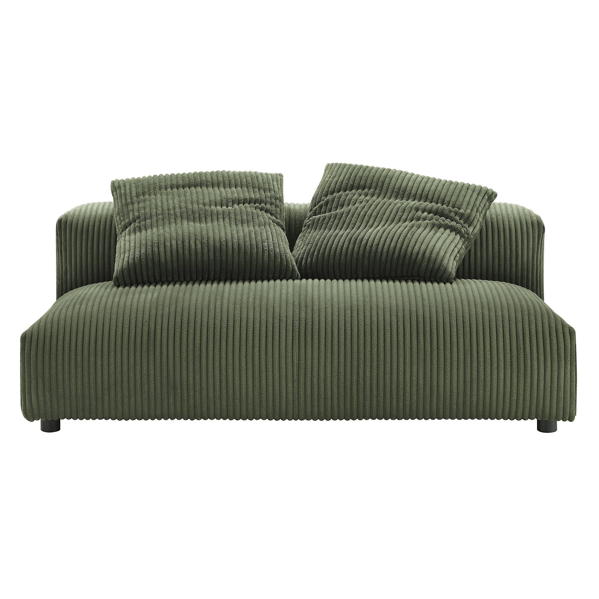 Alt View 6. Modway - Solace Modular Corduroy Upholstered Armless Loveseat and Ottoman Set by Modway - Fern.