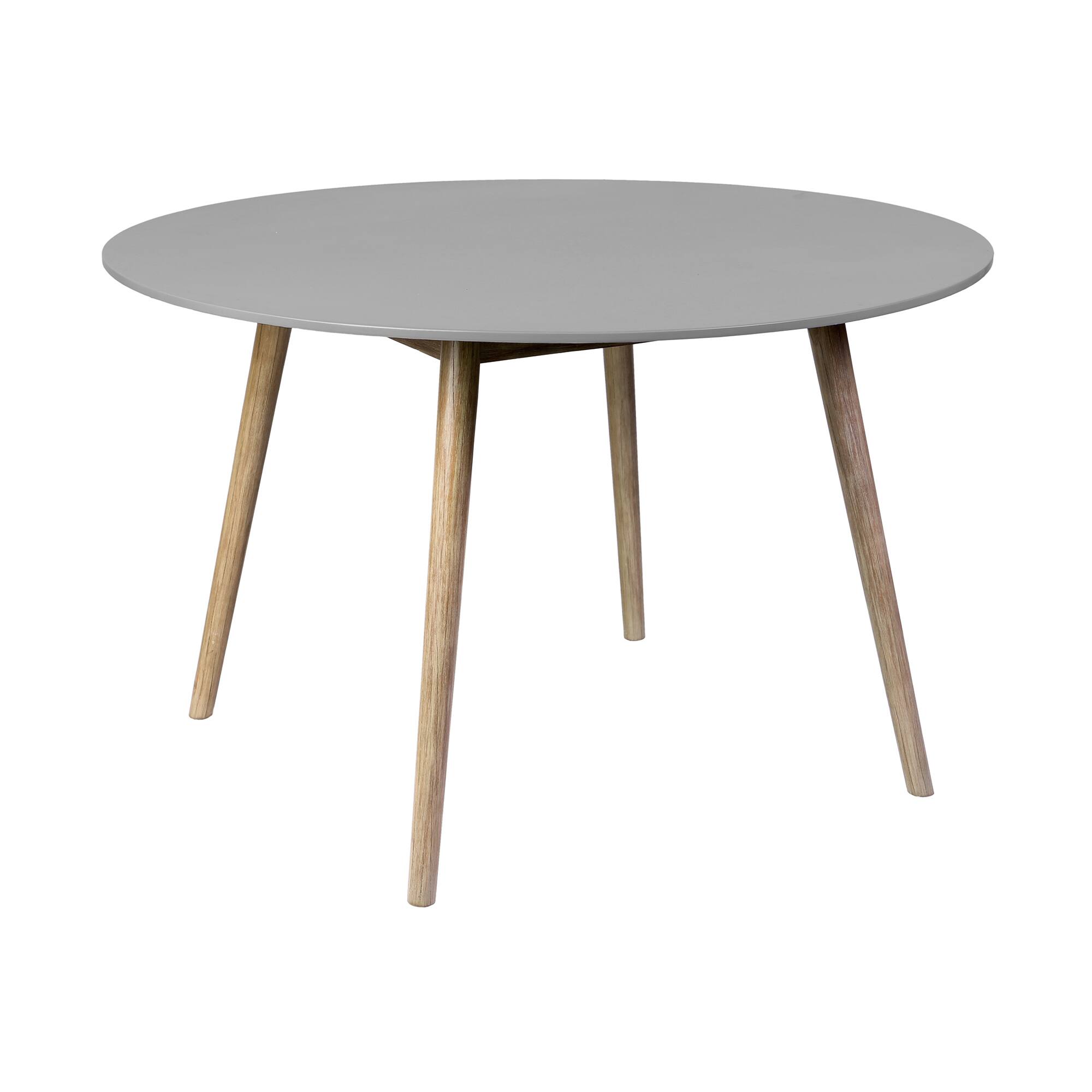 Armen Living - Sydney Outdoor Patio Round Dining Table in Light Eucalyptus and Stone - Gray