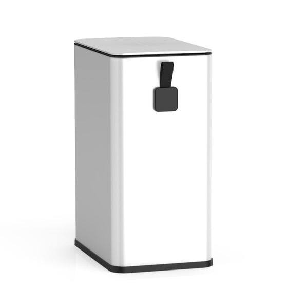 Back. Nine Stars - Step-On Trash Can 2.6 Gallon, Rectangular Shaped, White/Black.