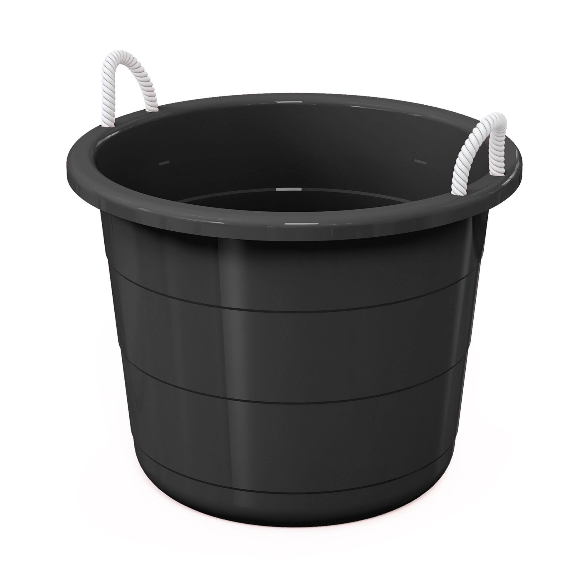 Alt View 7. Life Story - Life Story 17 Gal Flexible Plastic Storage Bucket w/ Rope Handles, Black, 8 Pack - Black.