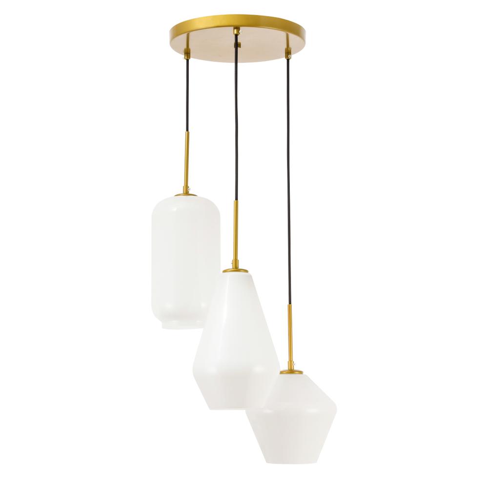 Living District - Gene 3 light pendant - Brass And Frosted White Glass price history on PriceWatchPro