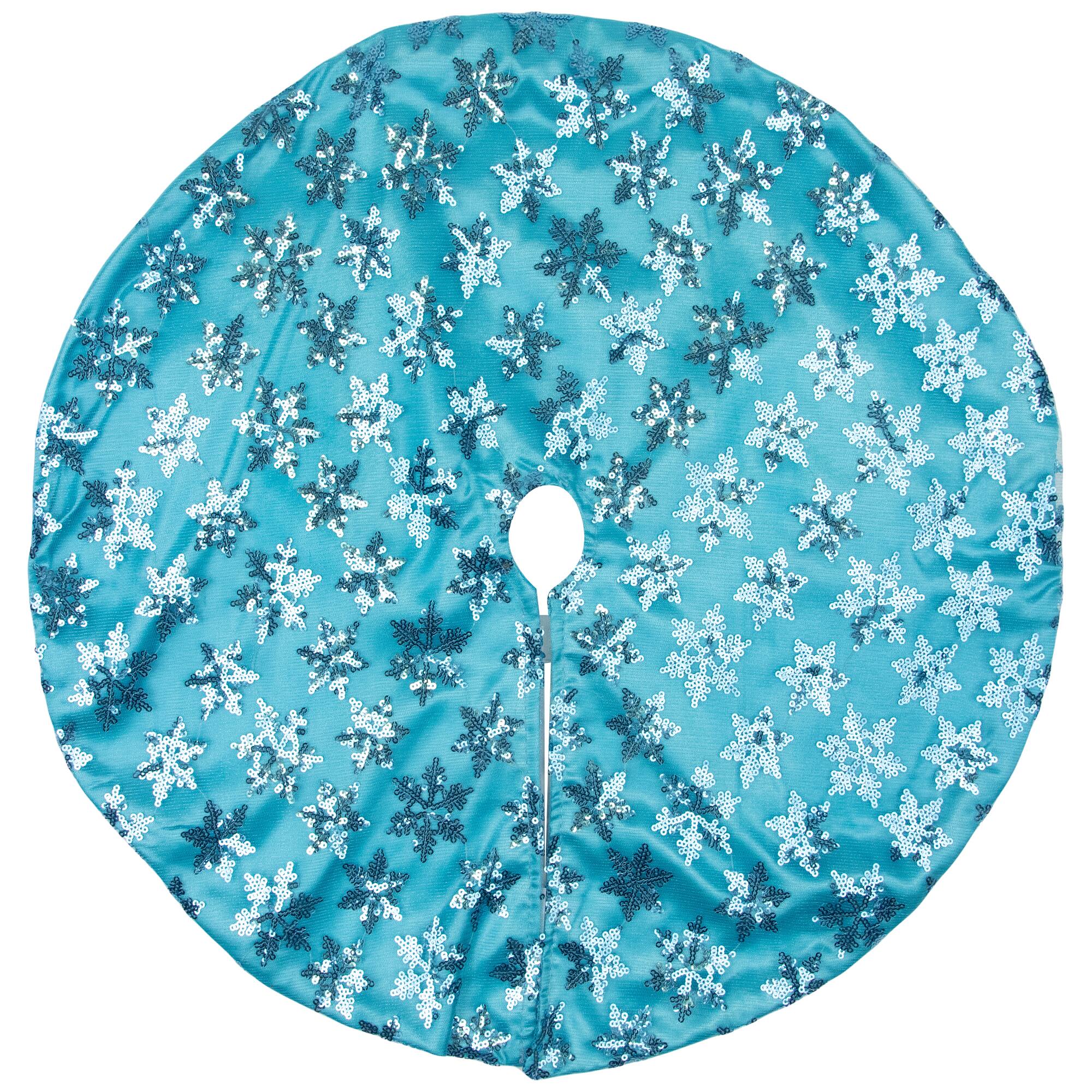 Alt View 1. Northlight - Sequin Snowflake Pattern Mini Christmas Tree Skirt - Blue - 20" - Blue.