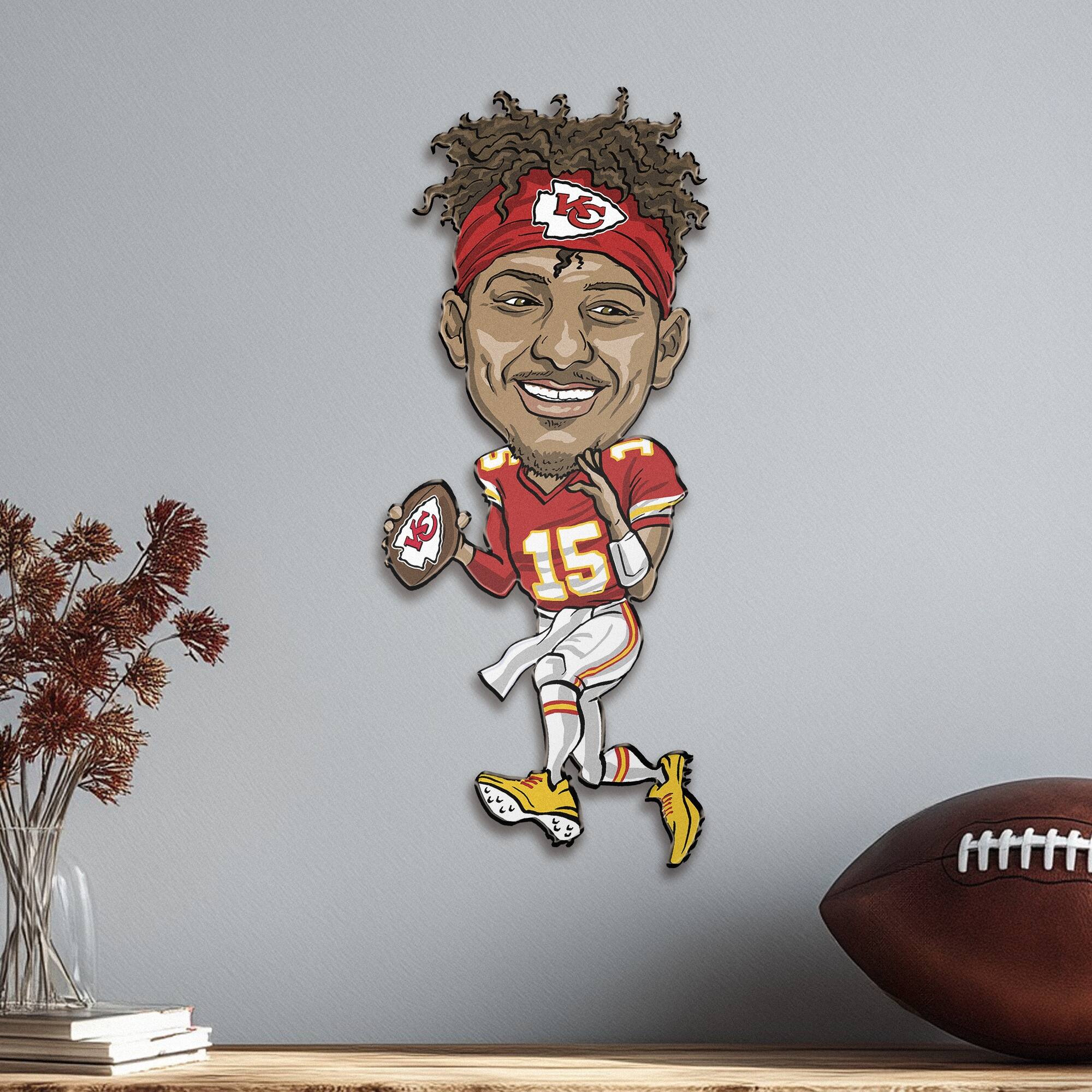 Alt View 1. Sporticulture - Patrick Mahomes Kansas City Chiefs Metal Caricature Wall Art - Red.