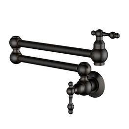 1.8 GPM Wall Mounted Pot Filler with Mounting Hardware Double Handles and Ceramic Cartridge in Oil Rubbed Bronze