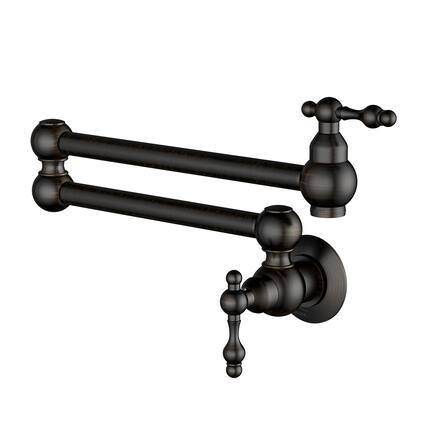Front. Boyel Living - 1.8 GPM Wall Mounted Pot Filler with Mounting Hardware Double Handles and Ceramic Cartridge in Oil Rubbed Bronze - Oil Rubbed Bronze.