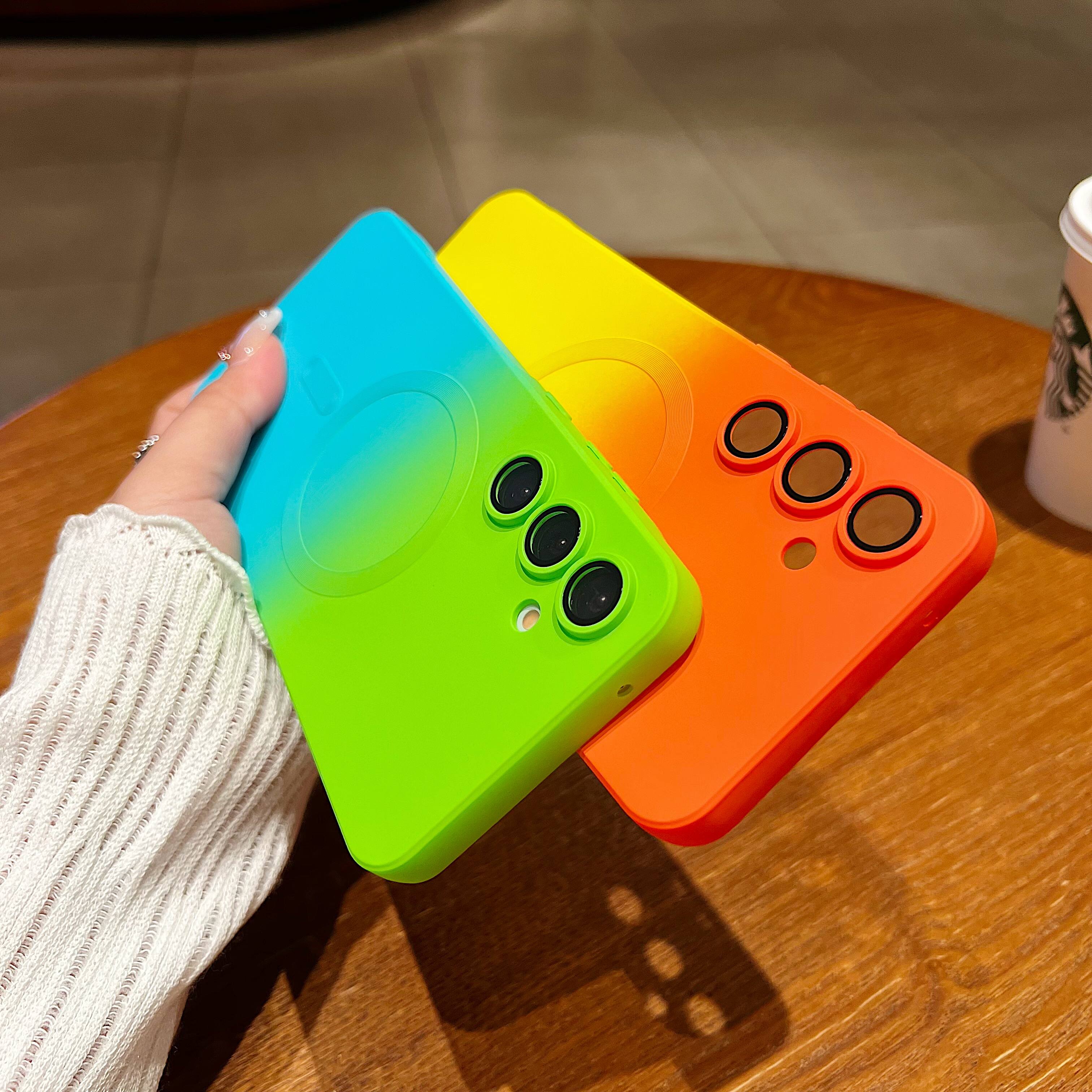 Left. Dteck - Dteck Magnetic Gradient Case for Samsung S26, Cute Soft TPU Rubber Silicone Case Bumper Anti-Scratch Cover - E.