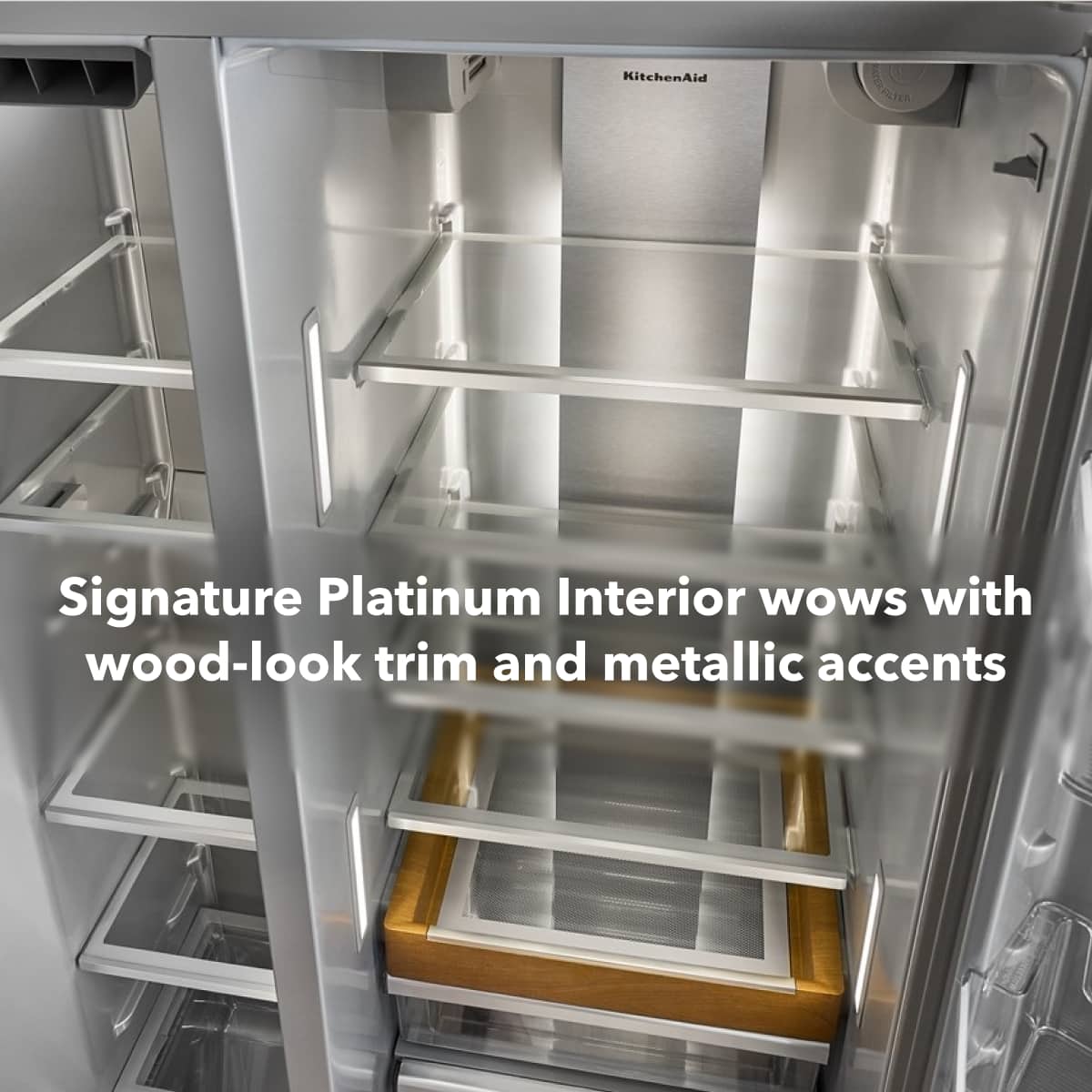 Alt View 4. KitchenAid - 20.8 Cu. Ft. Counter-Depth Side-by-Side Refrigerator with Exterior Ice and Water Dispenser in PrintShield Finish - Fingerprint Resistant Stainless Steel.