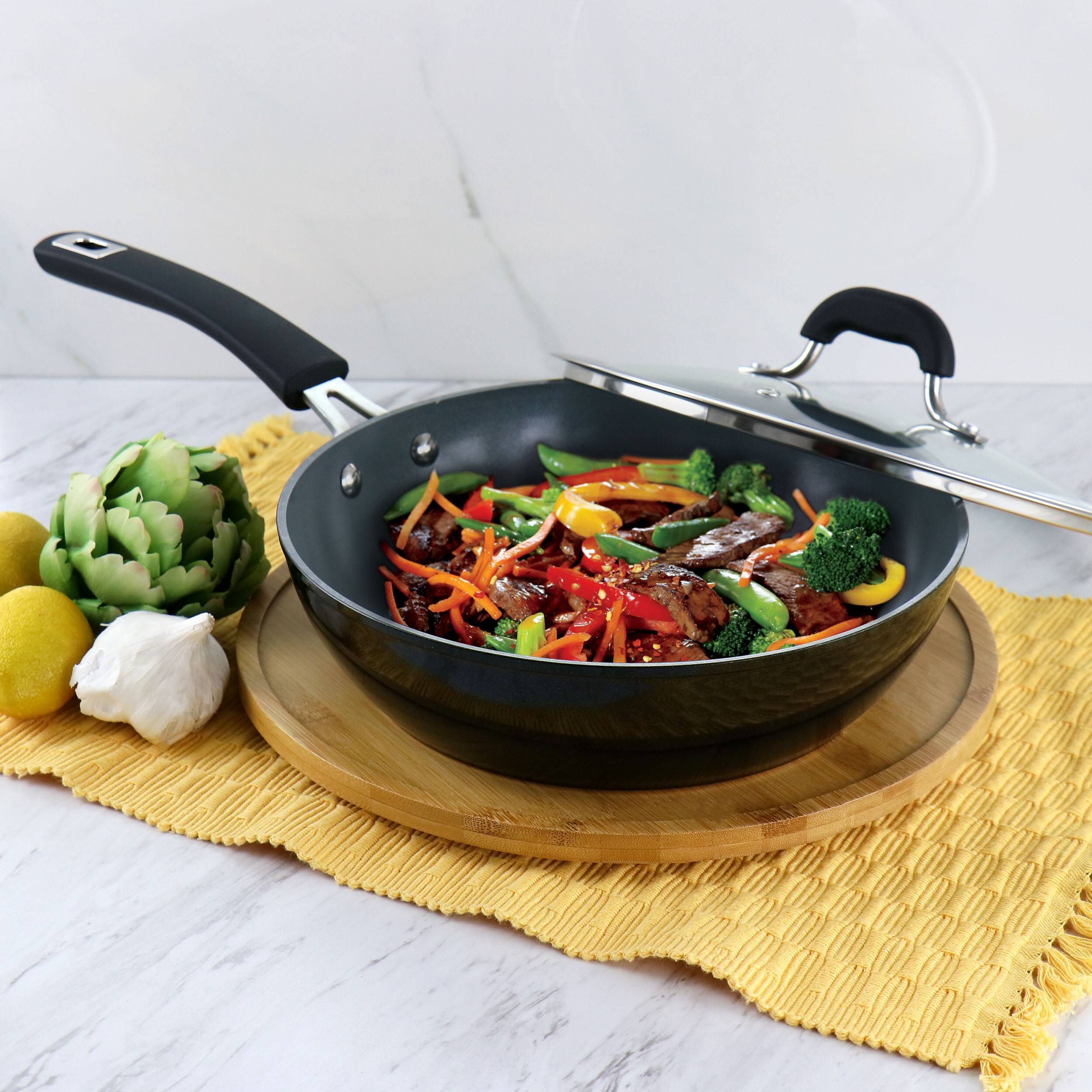 Alt View 5. Kenmore - Kenmore Arlington 3.5 Quart Non Stick Aluminum Saute Pan with Lid in Black Diamond - Black.