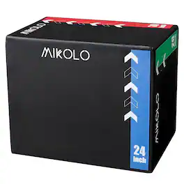 Mikolo - Plyo Box, 3-in-1 Foam Plyometric Jump Box, 16"X18"X27" - Black
