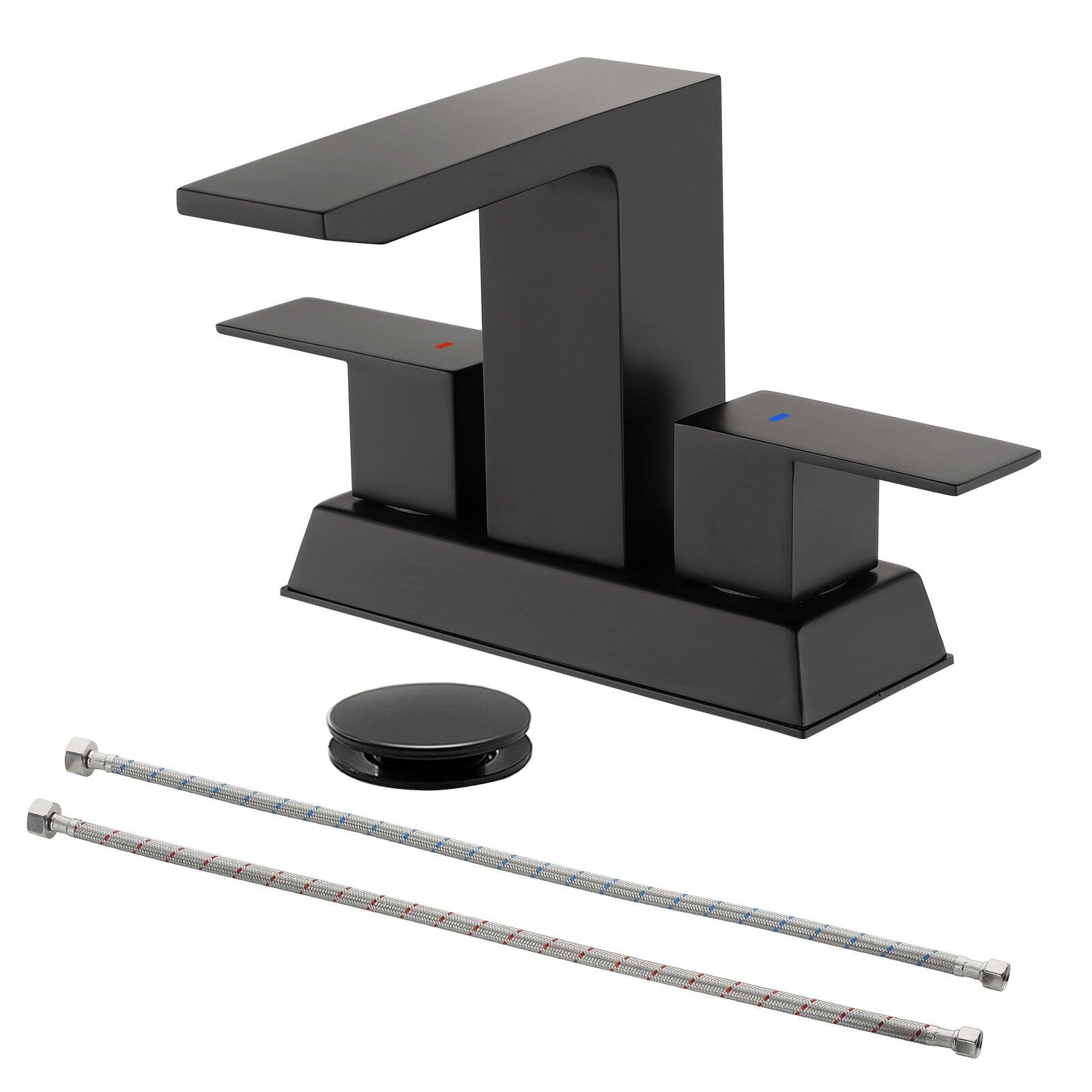 Black 4 Inch Centerset Faucet SUS304 Waterfall Spout 1.2GPM Dual Handle Pop Up Drain price history on PriceWatchPro