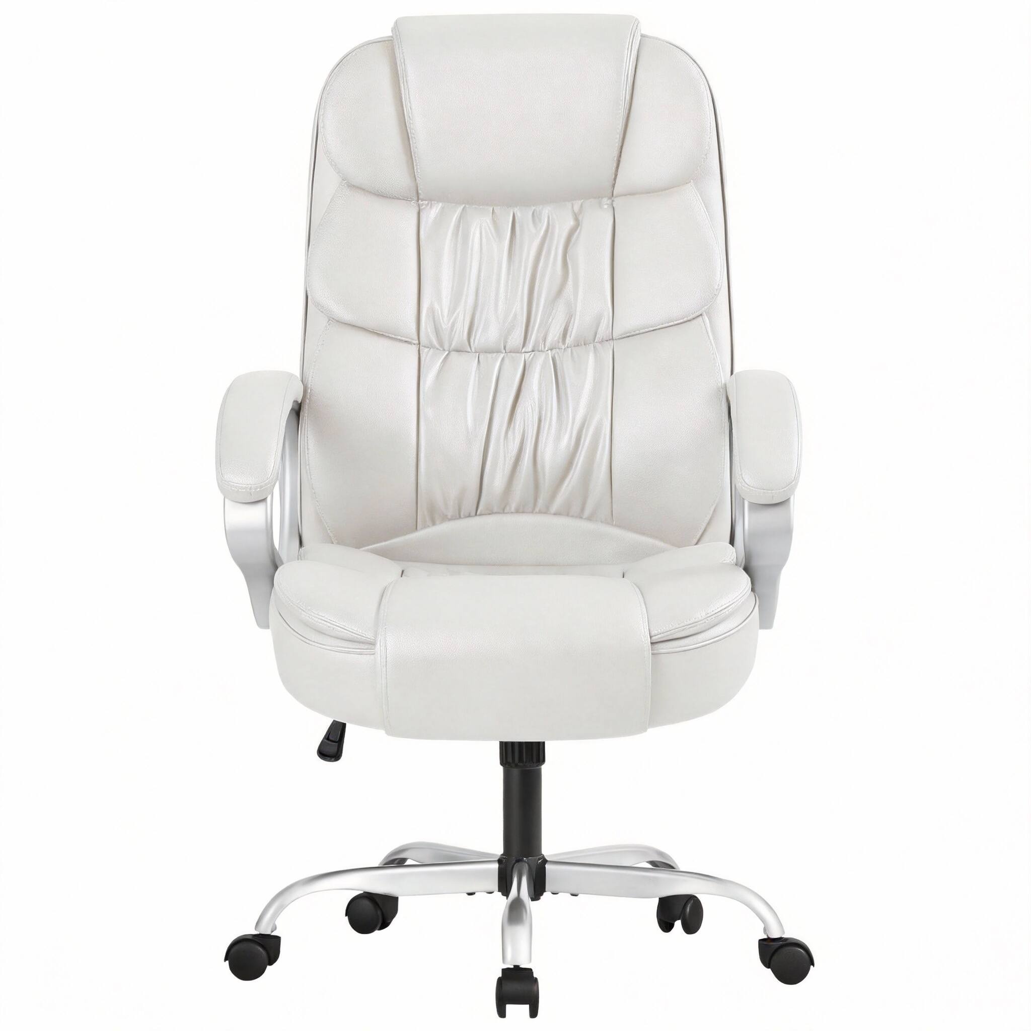 white leather ergonomic high back chair