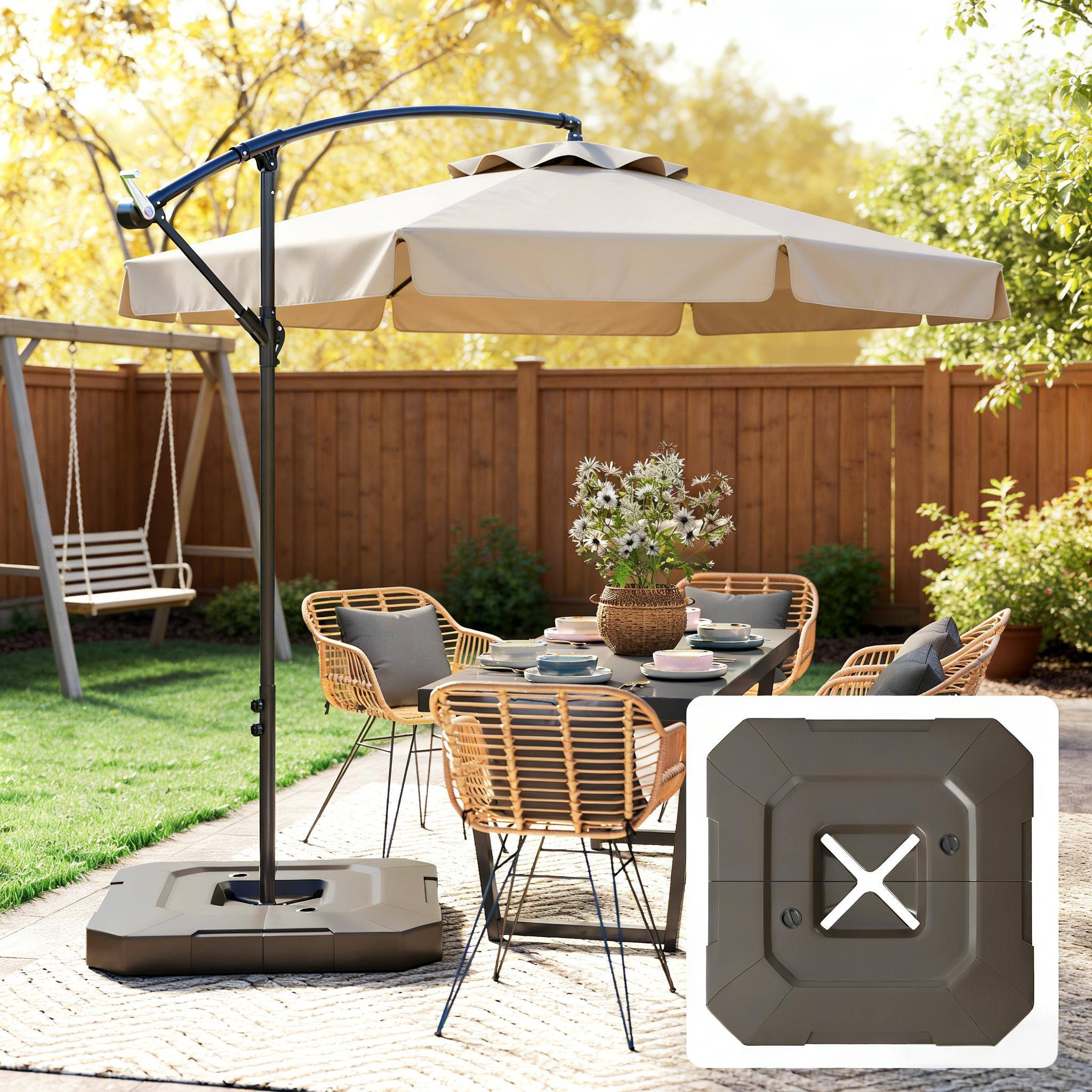 Angle. Anysun - Outdoor Weather-Resistant Cantilever Umbrella Base for cantilever Offset Umbrellas with Cross Base, Assembly Required - Brown.
