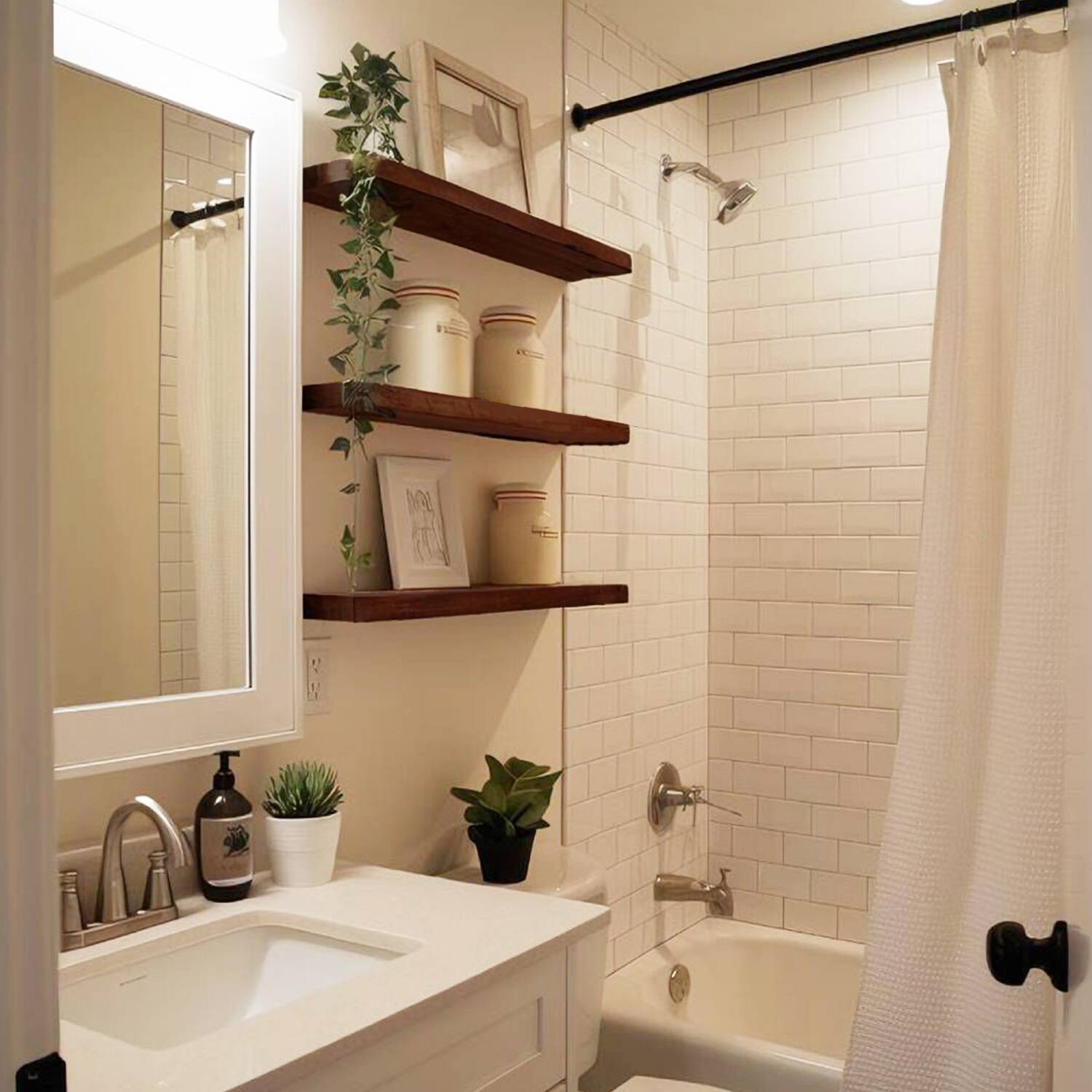 Alt View 5. BOMEDA - Wooden Floating Shelves for Wall, Bathroom or Room Wall Storage, Hanging Shelf Organizer, 24x7x1.5 in, 3 Pack - Walnut-like.