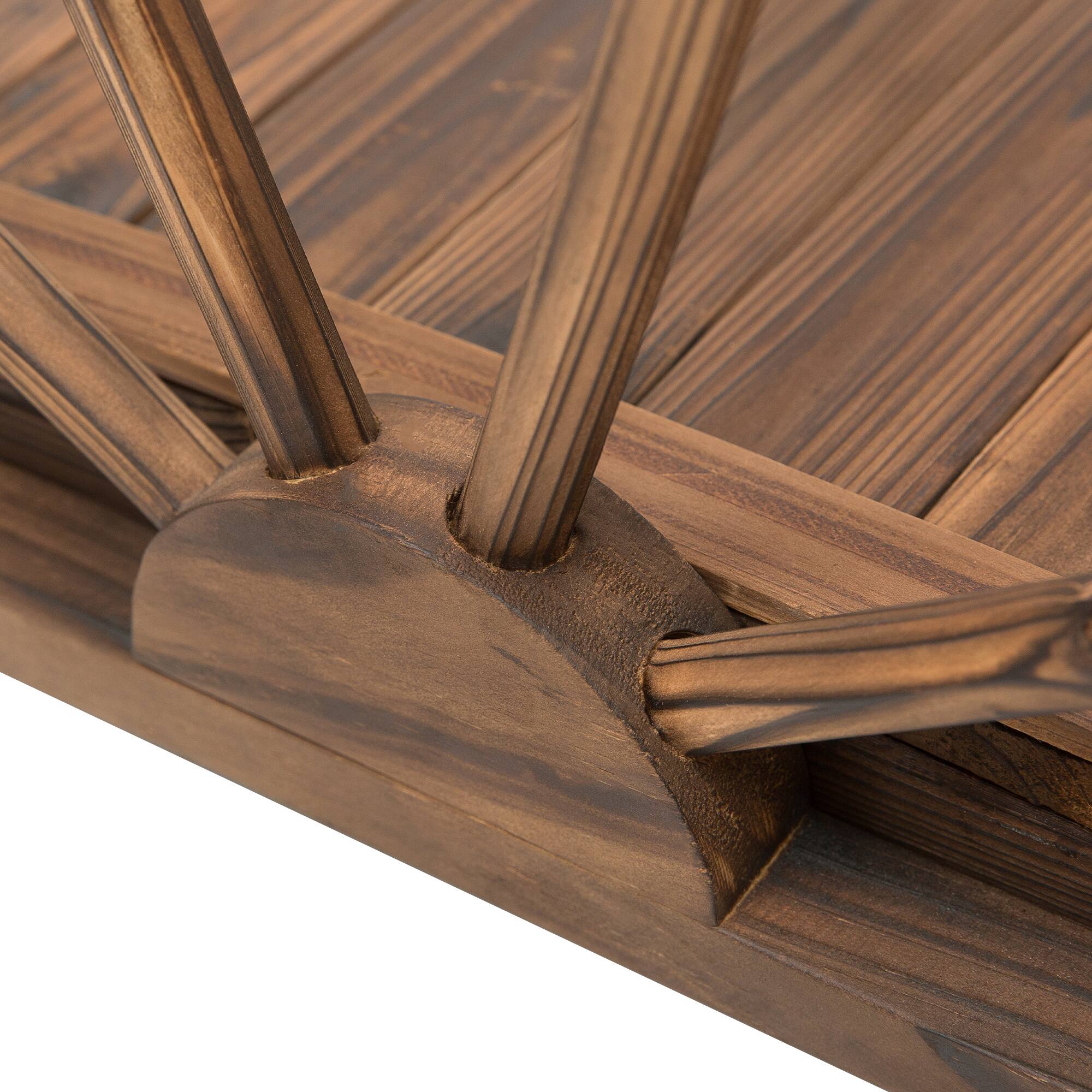 Alt View 7. Outsunny - 3.3ft Wooden Garden Bridge Arc Footbridge with Half-Wheel Style Railings & Solid Fir Construction - Stained Wood Color.