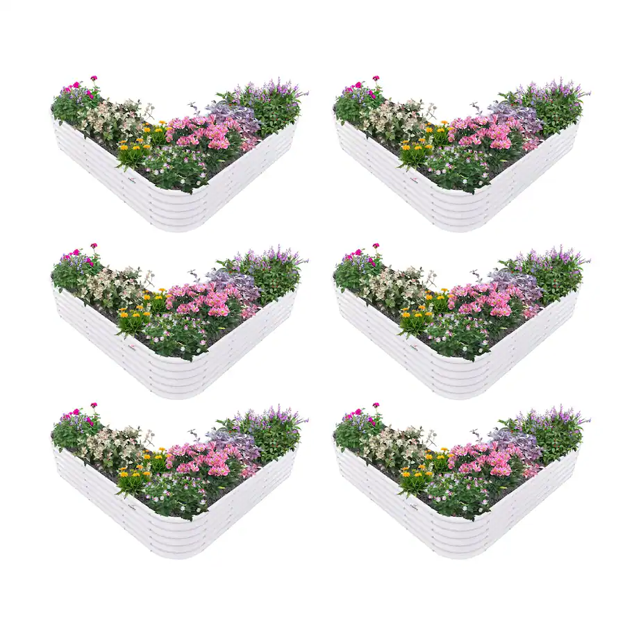 A Anleolife 6 Pack Metal Freefom Heart Shaped Raised Garden Bed Planter ...
