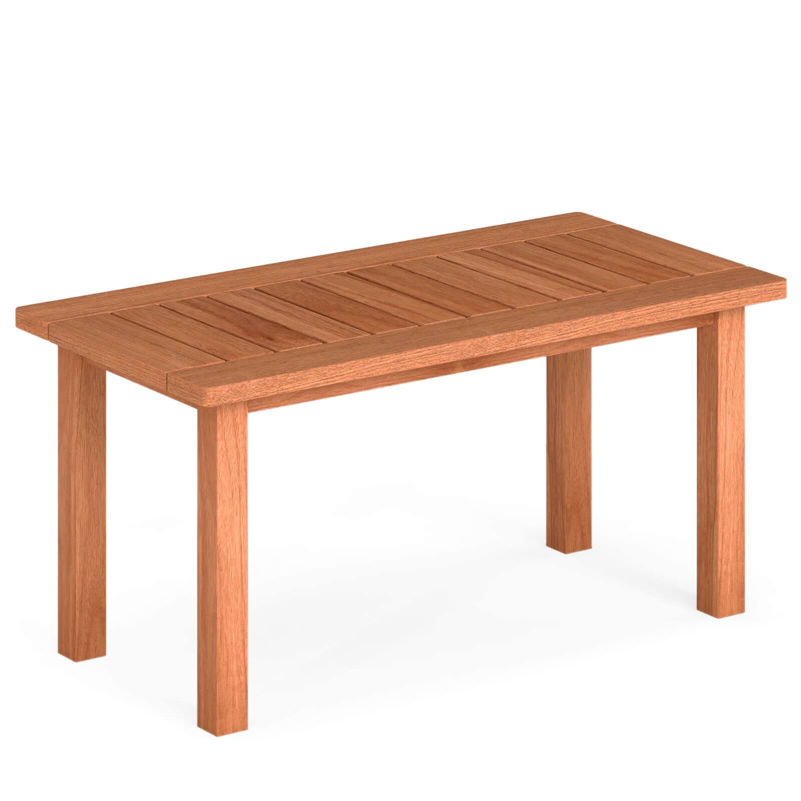 Front. Costway - Costway 35.5" Wooden Coffee Table with Slatted Tabletop Rectangular Outside Table for Deck - Orange.