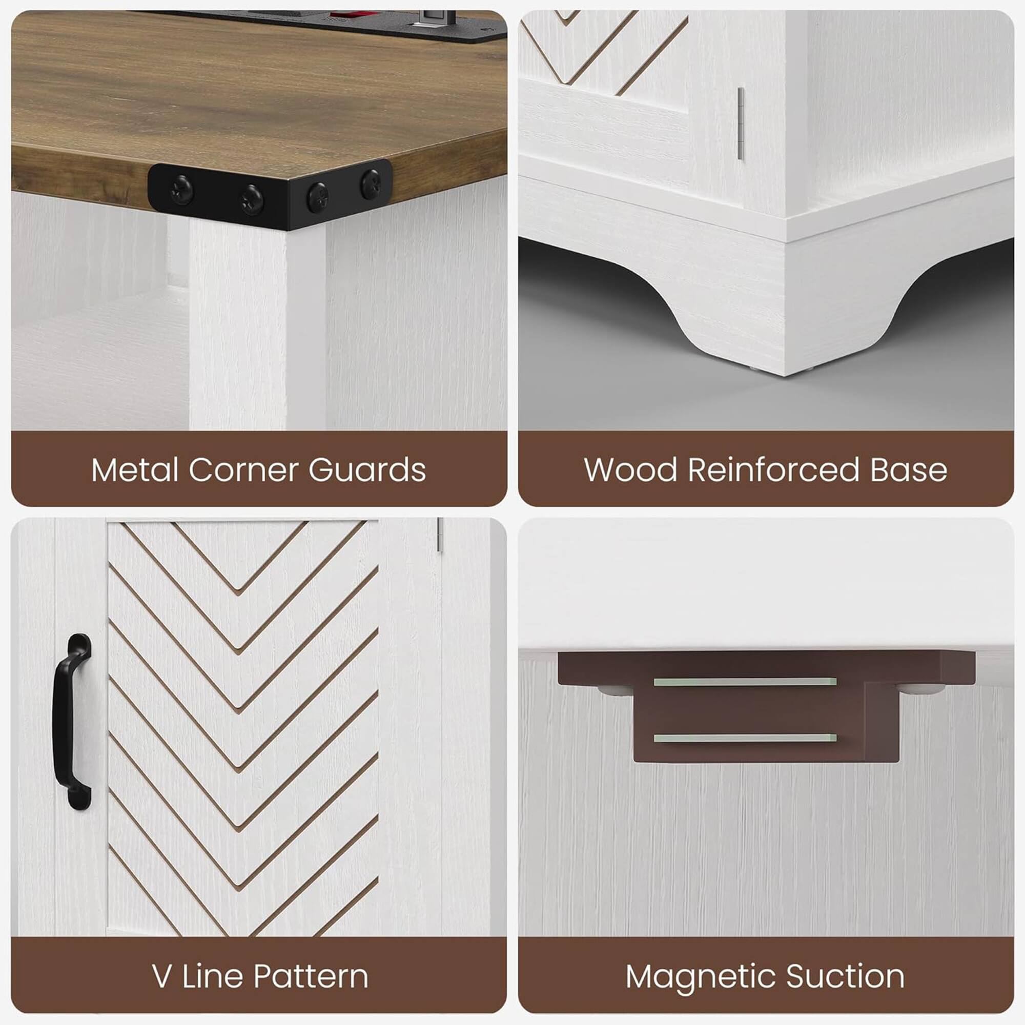 Metal Corner Guards  
Wood Reinforced Base  
V Line Pattern  
Magnetic Suction