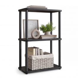 Songmics Home - Superfast Toolless Assembly, 3-Tier Shelf for Living Room, Standing Shelf, Bookshelf, Bedroom, Kitchen - Ebony Black and Ink Black
