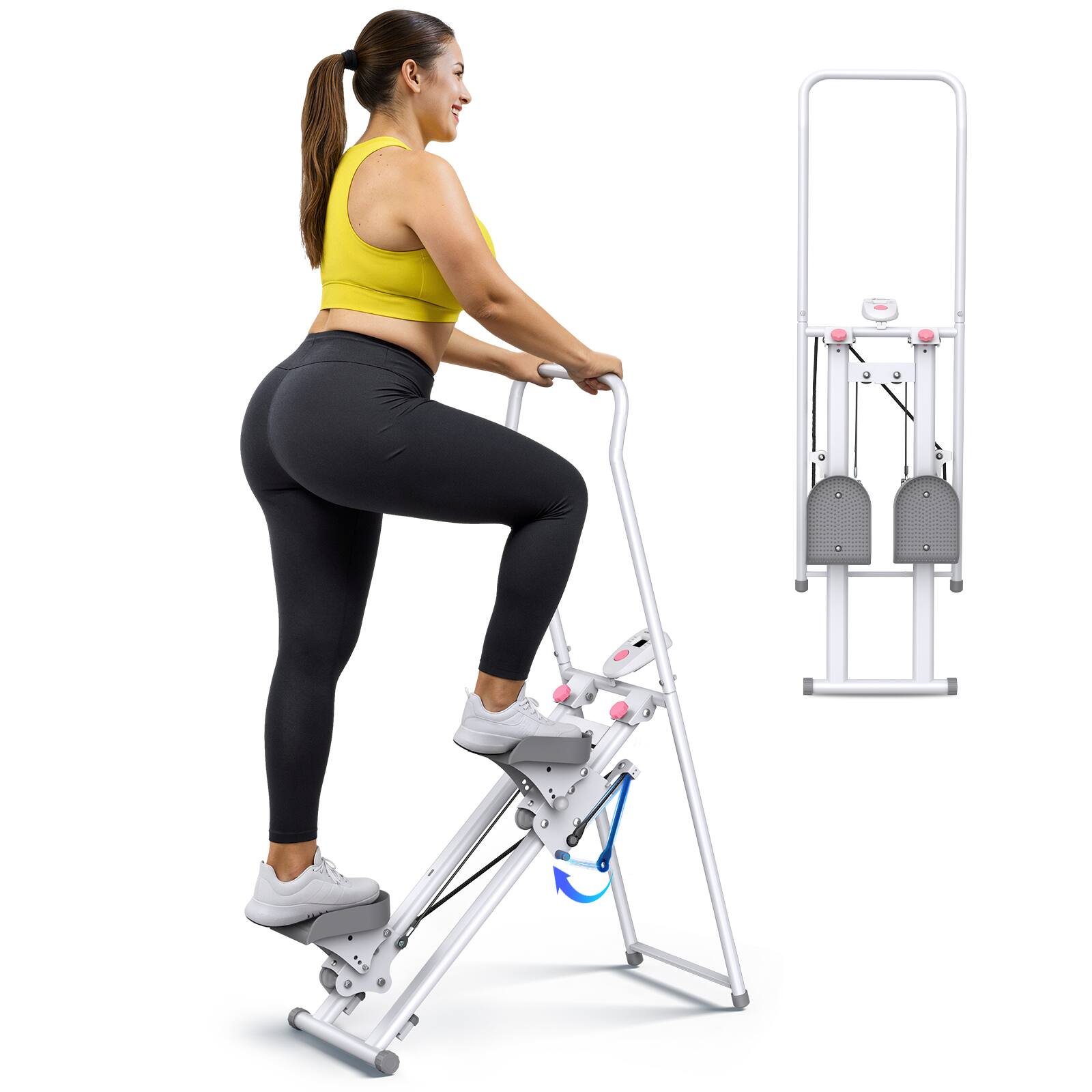 Angle. MERACH - MERACH Vertical Climber Stair Stepper Machine Full Body Workout Home Gym Exercis Adjustable Handlebar & Pedals - White.