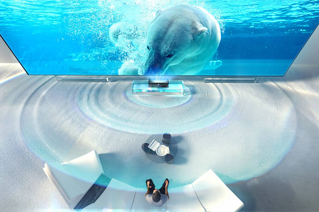 Alt View 26. AWOL Vision - LTV-3500 Pro Plus 120'' Motorized Floor Rising ALR Screen Bundle,3000 ISO Lumens - Gray.