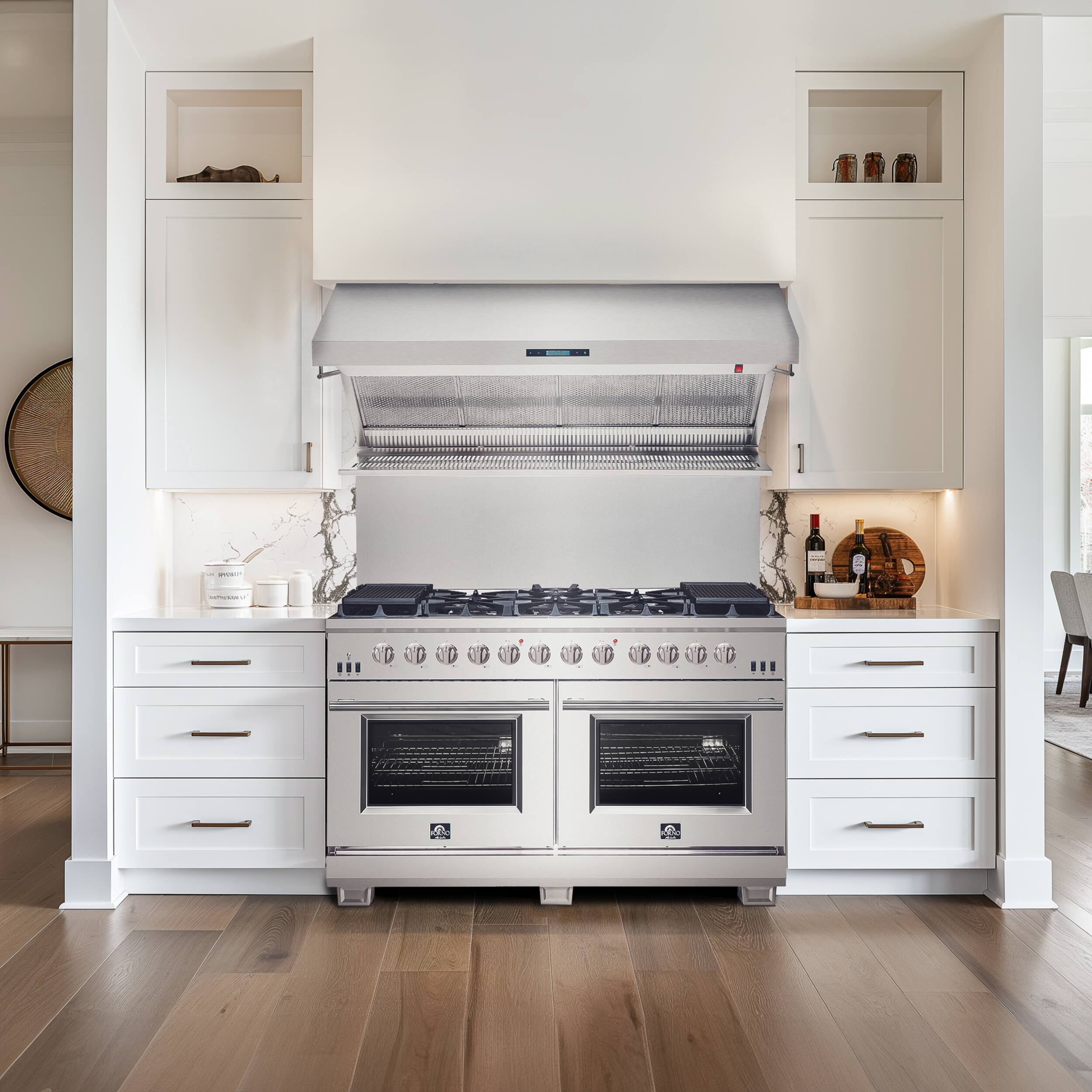 Alt View 3. Forno Appliances - Savona 60" Wall Mount Range Hood with Hybrid Filters - Silver.