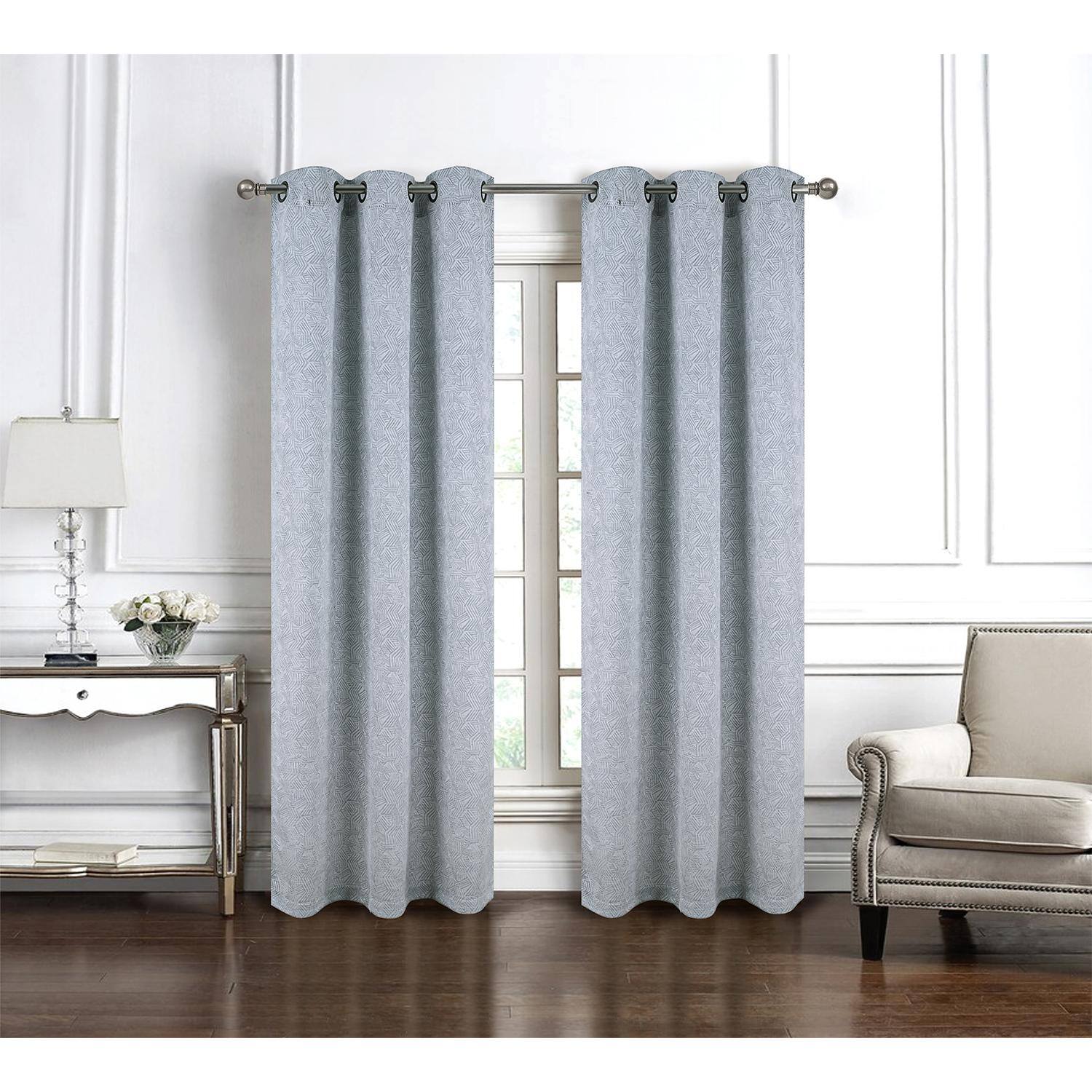 Angle. RT Designers Collection - RT Designer Collection Wilton Jacquard Grommet Luxurious Modern Design Curtain Panel 54" x 84" Charcoal - Charcoal.