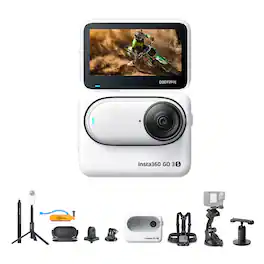 Insta360 - GO 3S Small Action Camera (64GB) + Selfie Stick + 50-in-1 Accessory Kit + More - White