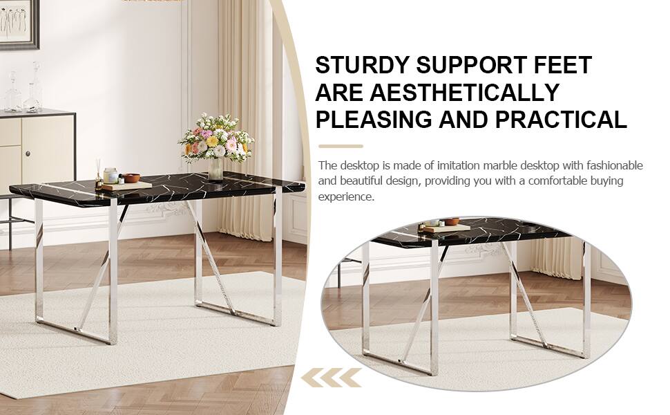 STURDY SUPPORT FEET ARE AESTHETICALLY PLEASING AND PRACTICAL

The desktop is made of imitation marble desktop with fashionable and beautiful design, providing you with a comfortable buying experience.