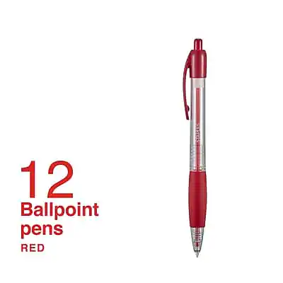 Red Pen Routo Staples Retractable Ballpoint Pens, Fine Point, Dozen Red Ink 50787 ...