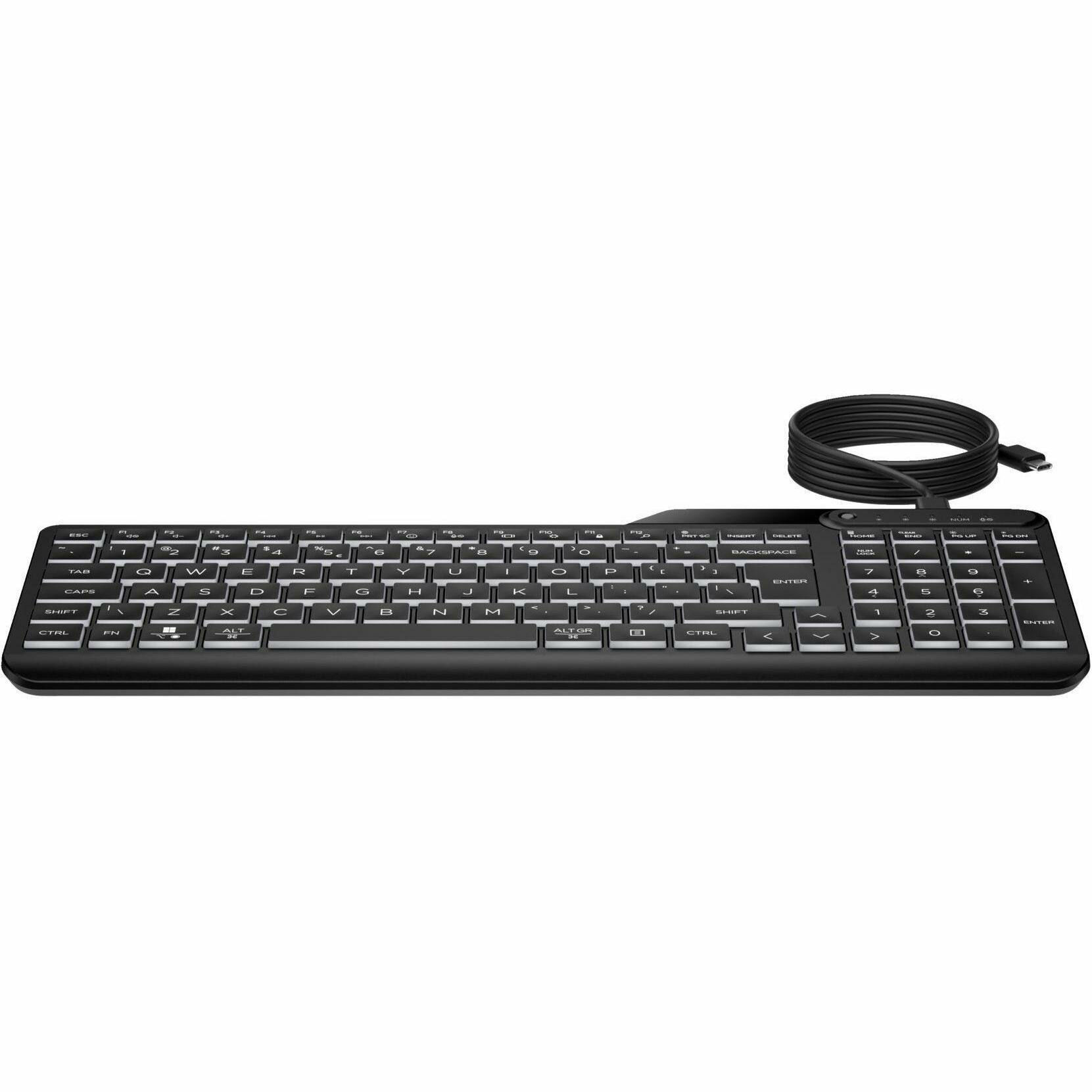 HP 400 Backlit Wired Keyboard (7N7C0AA) Cable Connectivity USB