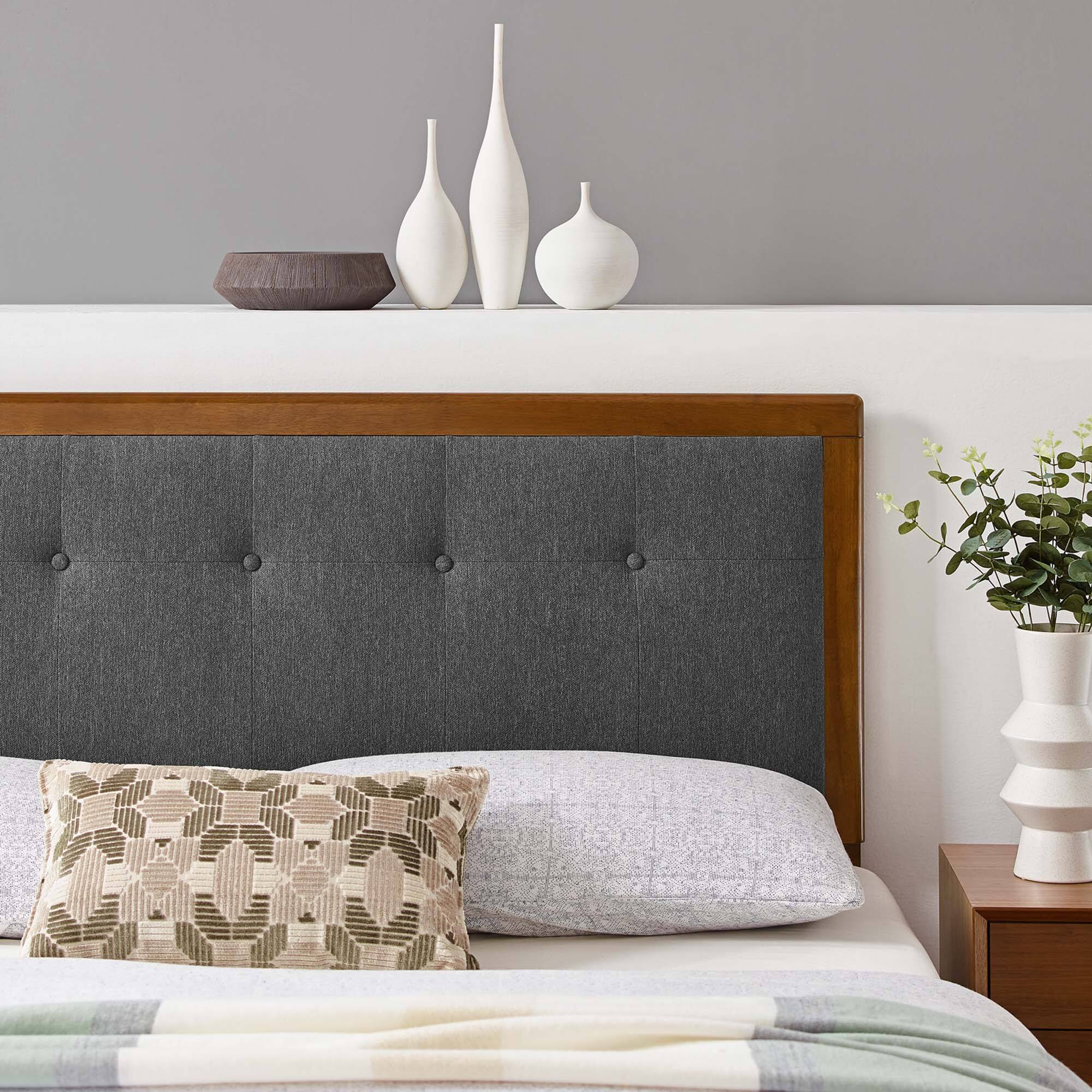 Alt View 5. Modway - Draper Tufted Fabric and Wood Full Headboard by Modway - Black.